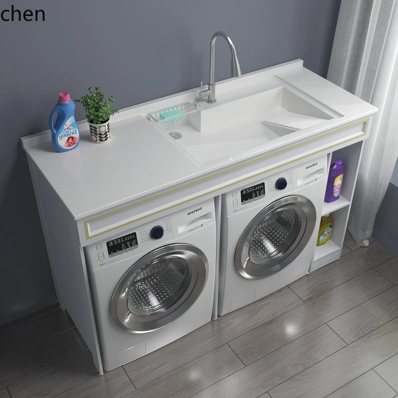 

LXC double washing machine cabinet balcony laundry cabinet combination double machine integrated cabinet dryer laundry table
