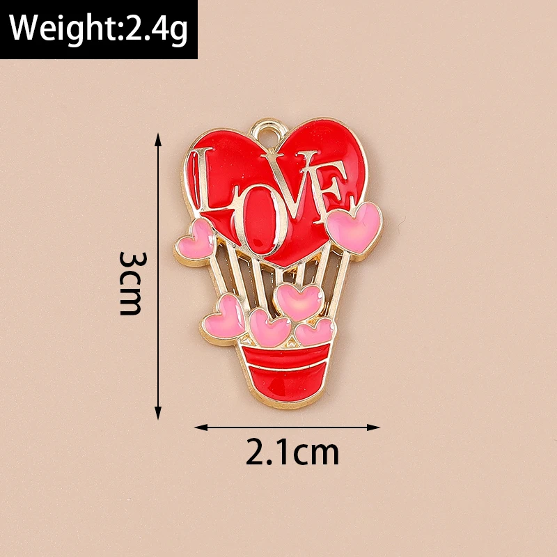 20 Stück niedliche, bunte Emaille-Anhänger in Form von Herzen und Blumen zum Basteln von Schmuck, Ohrringen, Halsketten und Armbändern – ideal für DIY-Bastelprojekte. – Detail 10