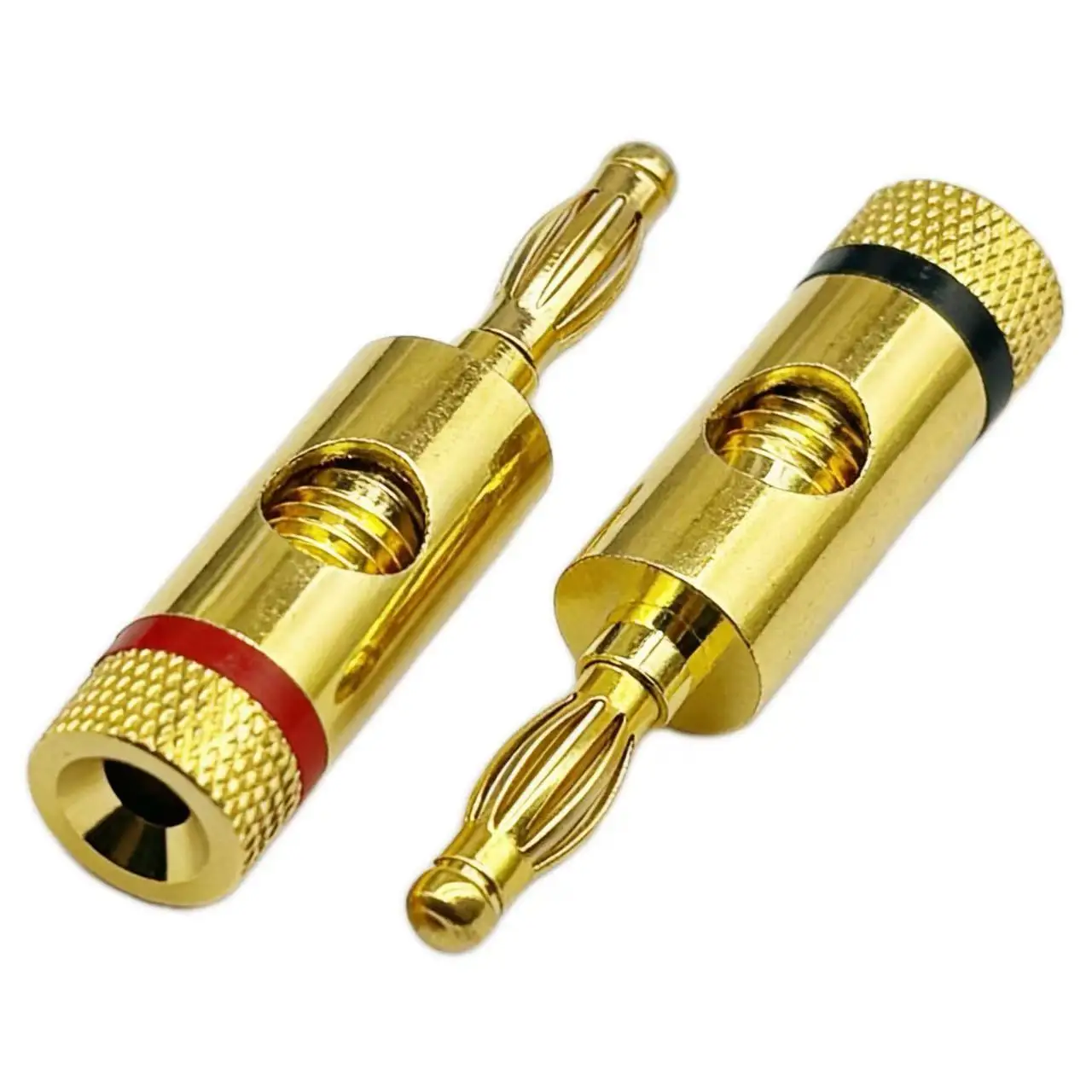 2pcs Gold-Plated Musical Cable Wire Banana Plug Pro Audio Speaker Connector Plated Musical Speaker Pin Connector