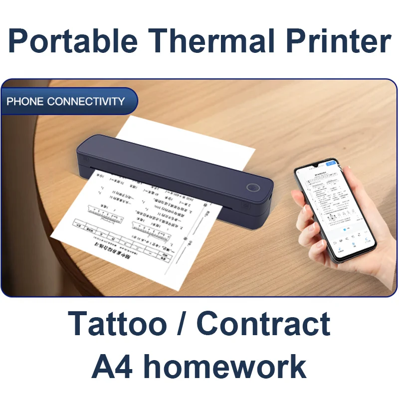 

Portable Thermal Printer - Multi-Function for Tattoo Stencil, A4 Homework & Error Question Printing