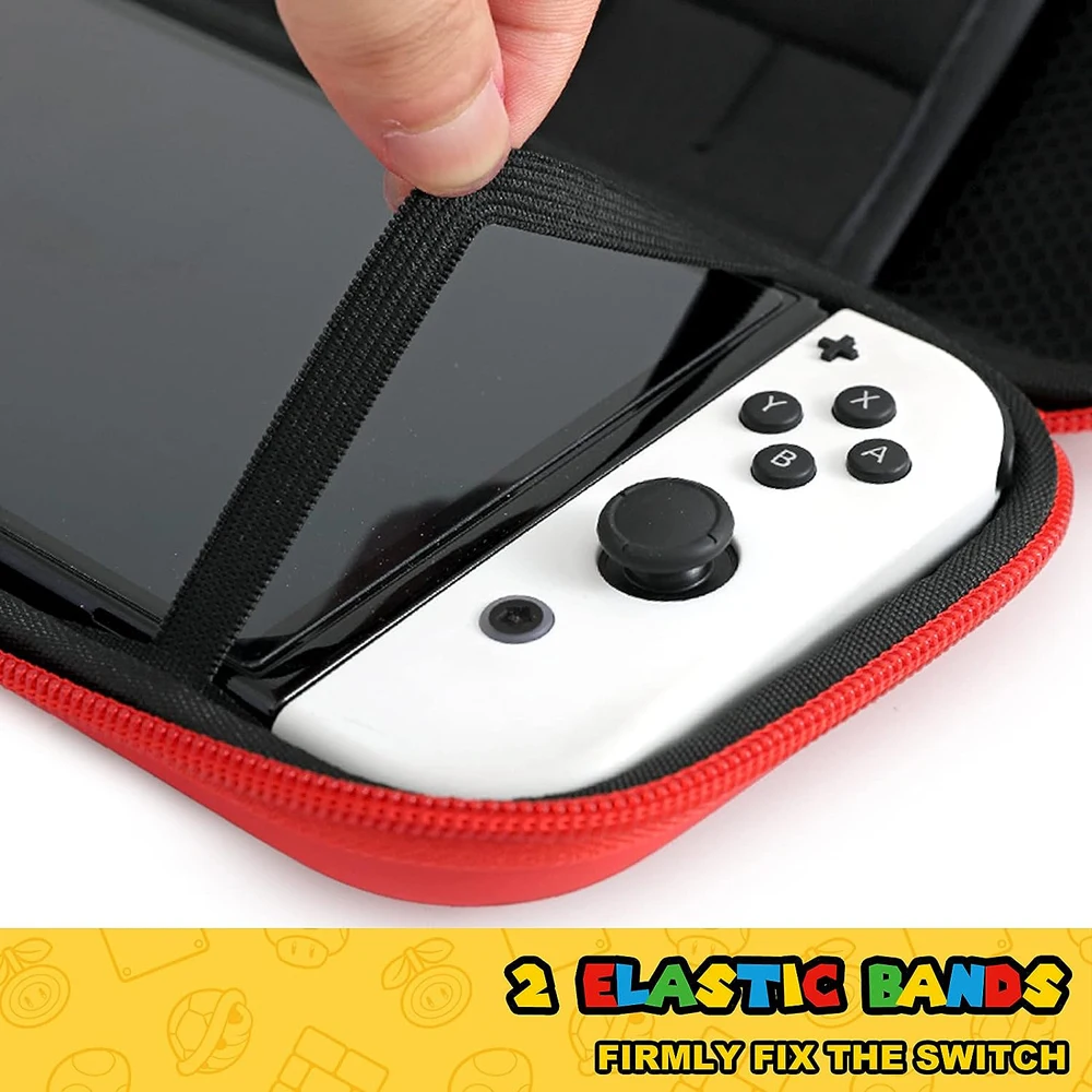 EVA-Aufbewahrungsschalter-Hülle, kompatibel mit Nintendo Switch/OLED, niedliche tragbare Switch-Tragetasche mit 10 Spielhaltern für Mario – Detail 19