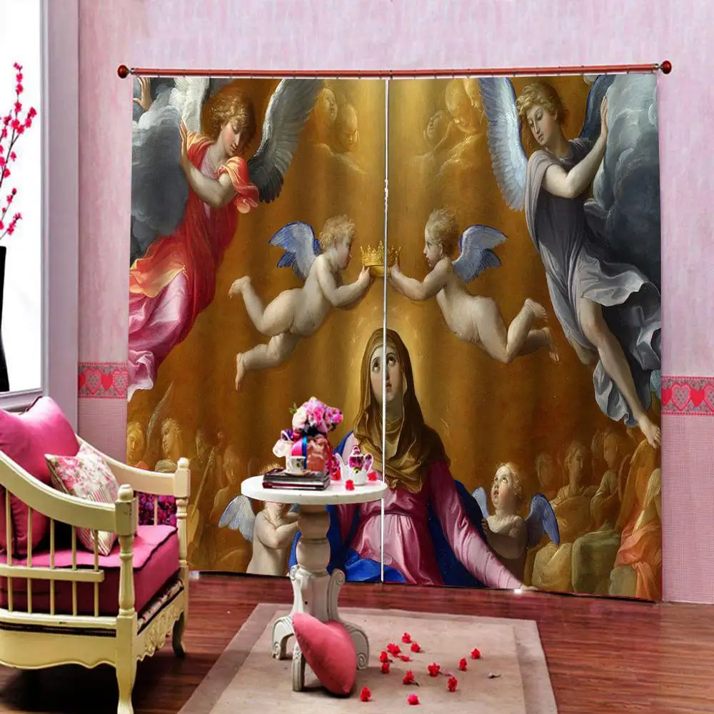 Europe angel curtains 3d Curtains Blackout for Living Room Blackout curtain