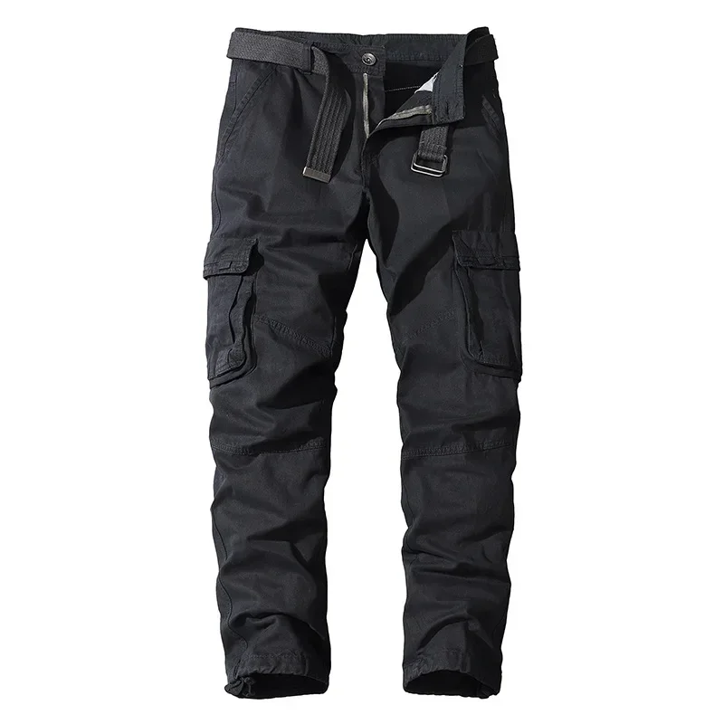 Pantaloni cargo retrò kaki da uomo taglie forti 4xl pantaloni multitasche larghi verdi grigi casual ragazzi pantaloni invernali in cotone 3xl