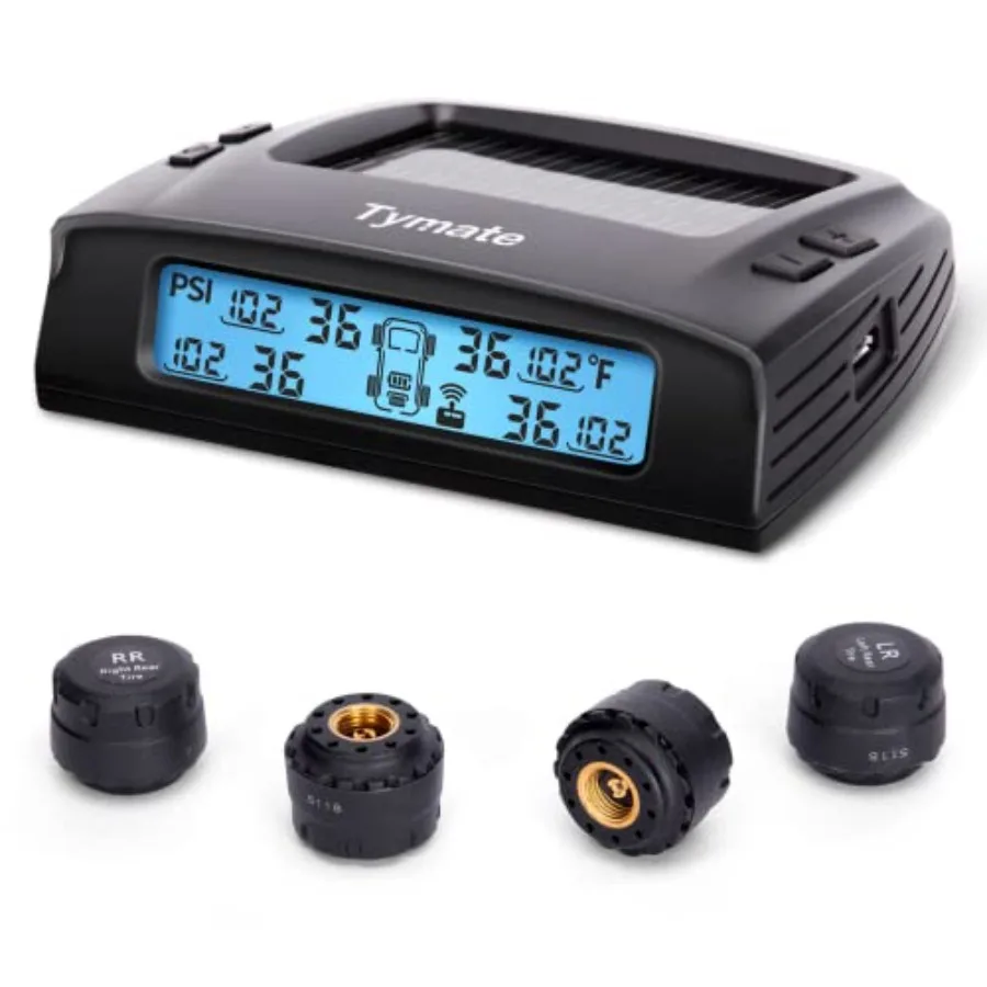 

RV Tire Pressure Monitoring System - M7-3 TPMS Tire Pressure Monitor System 0-87 PSI with Solar Charger RV TPMS with 4 sensors