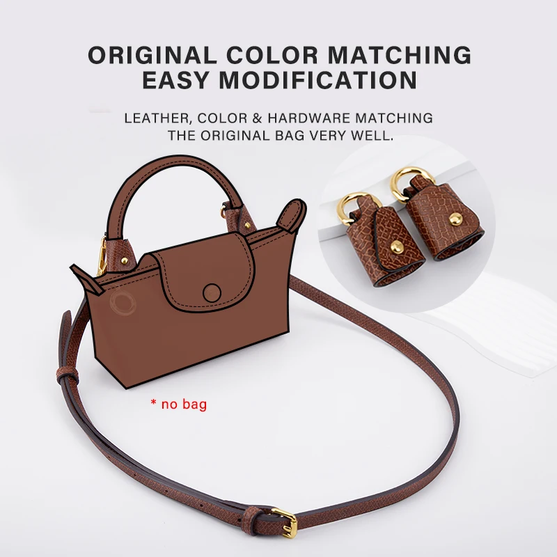 WUTA Bag Strap For Longchamp Mini Punch-free Genuine Leather Shoulder Strap Set Transformation Crossbody Strap Bag Accessories