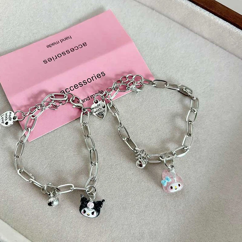 Doce Sino Pulseira Pingente Ornamentos, Sanrio Kuromi Cinnamoroll Melody Pochacco, Kawaii Desenhos Animados, Presente Amigo Casal, Y2K