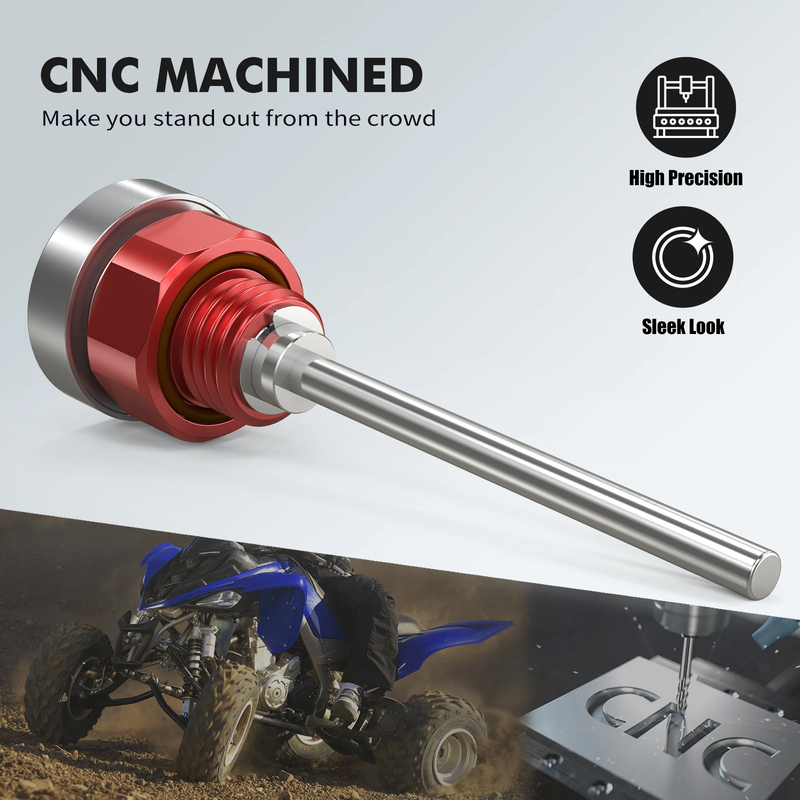 NICECNC 6061-T6 Aluminum Oil Dipstick w/ Temperature Gauge For Yamaha Raptor 700 Raptor 700R Raptor 660R YFZ450 5LP-21761-01-00