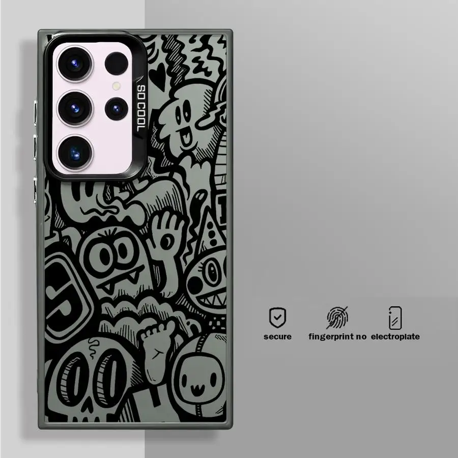 หรูหราสีดําGraffitiสําหรับSamsung Galaxy S23 Ultra S24 Ultra S20 FE S21 S22 Plus S10 S23 5G Note20 Ultra Soft Shell