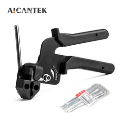 Hand Stainless Steel Cable Tie Gun With 100Pcs 304 Tie 4.6mm Fastening Strap Cutting Tool Automatic Zip Cutter Tension