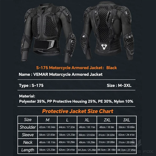 Imagen 2 del producto VEMAR-armadura corporal para Motocross para hombre, armadura de motocicleta con certificación CE, ropa protectora, acolchado para el pecho y la espalda, armadura de motocicleta
