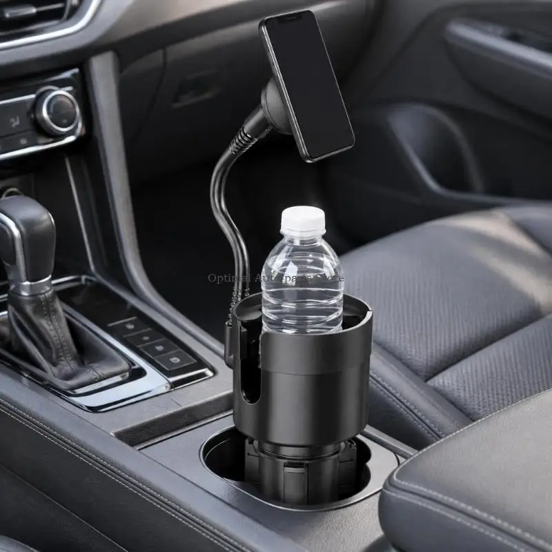Car Cup Mount with Dedicated Phone Cradle and Drink Compartment