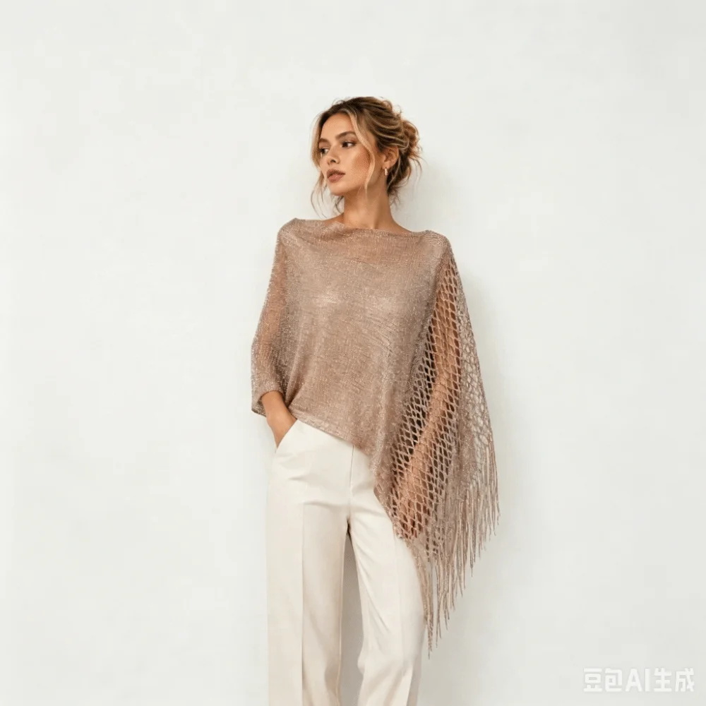 Trendy Hollow Out Shawl Breathable Solid Color Tassel Shawl Thin Long Scarf Lightweight Thread Dresses Evening Parties