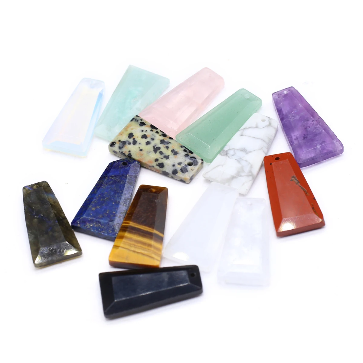 

5 Pcs Trapezoid Shape Random Healing Crystal Stone Pendants Agate Charms for Making Jewelry Necklace Gift