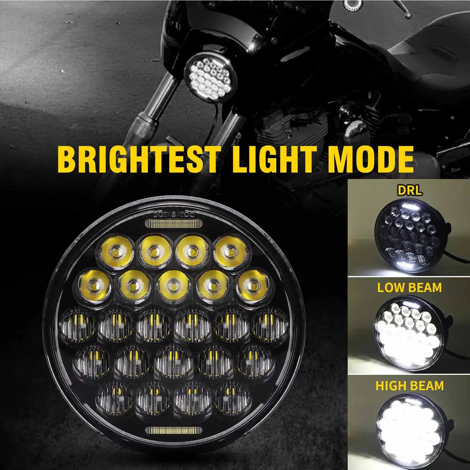 1 قطعة 5.75 "5-3/4'' بوصة مستديرة 5D الأسود LED المصباح عالية منخفضة شعاع DRL للدراجات النارية أجزاء جديدة #3