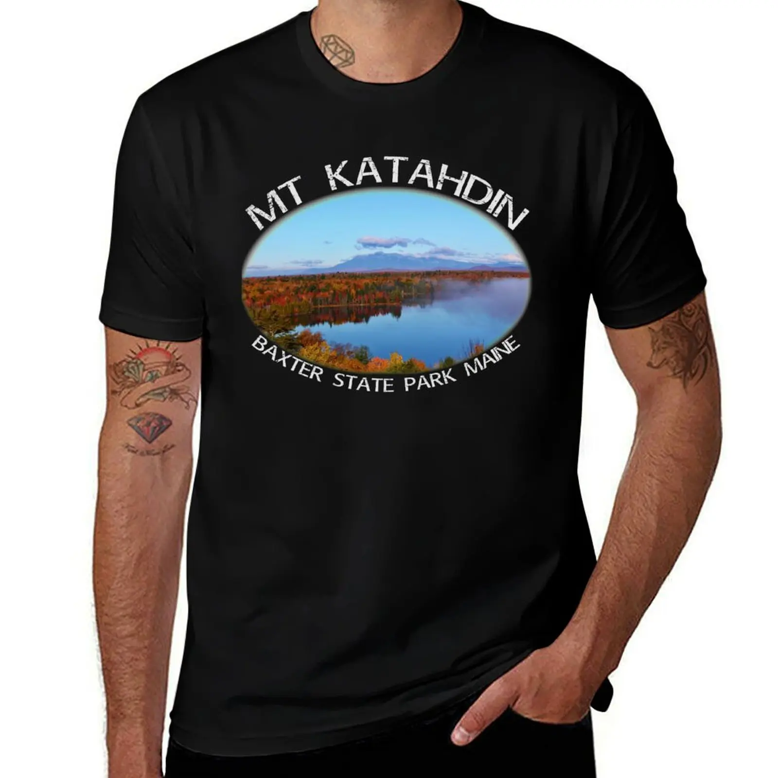 Mt Katahdin Baxter State Park ماين الخريف تي شيرت تي شيرت رجل مصمم رجل تي شيرت القطن تي شيرت شخصية تي شيرت #1