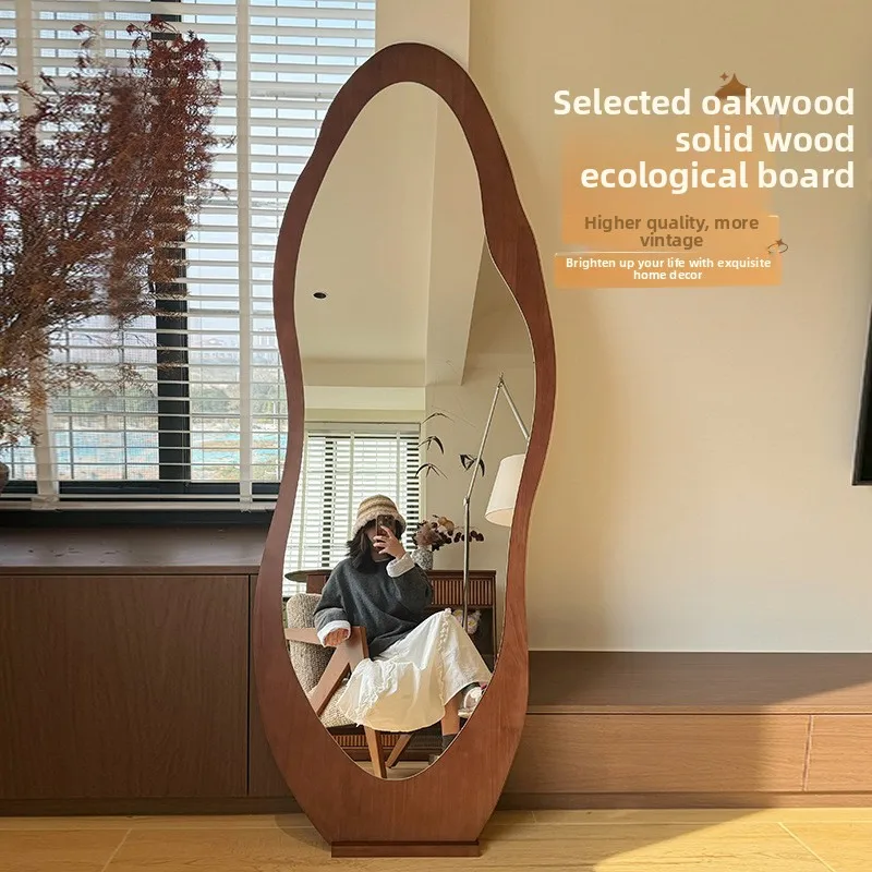 

YFY mango solid wood full-length mirror bedroom full-body floor fitting mirror girls household large mirror lens