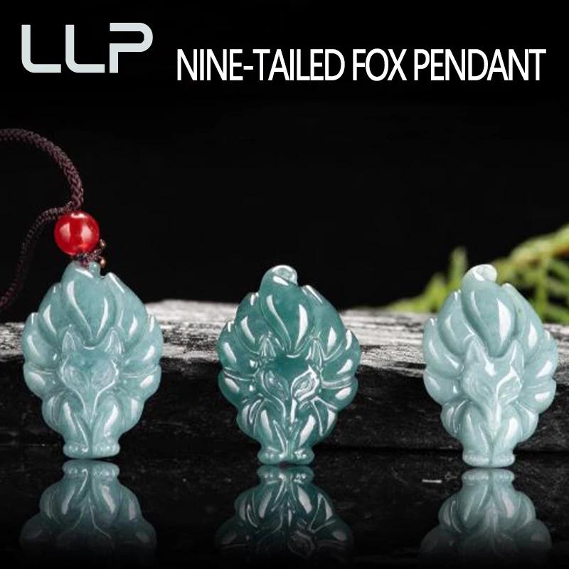 Natural A Goods Jade Nine Tail Fox Pendant High Jewelry Amulet Women's Necklace Luxury Holiday Gift