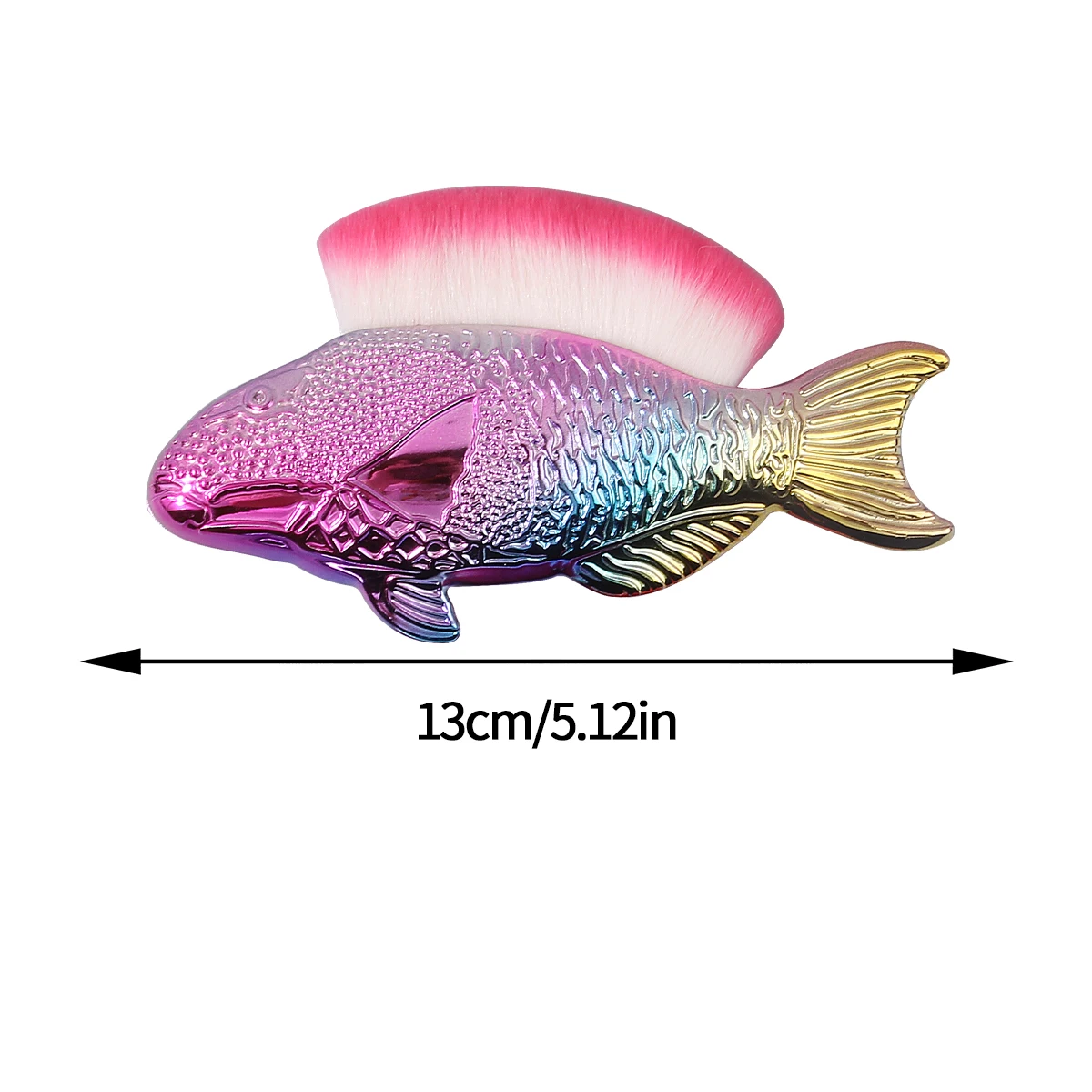 2PCS Colorful Electroplated fish-shaped makeup brush, Soft Bristle Foundation Brush, Loose Powder Blush Brush (Random color)
