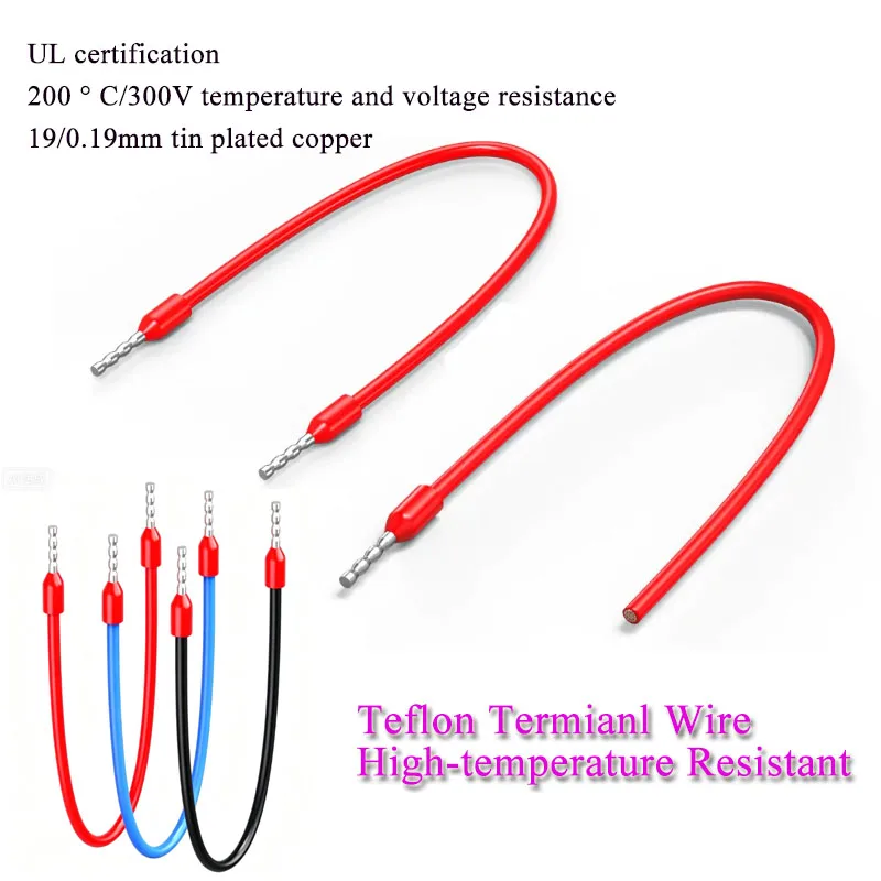 Teflon U-shaped Terminals Wire Harness High-temperature Resistant Terminal Cable Double Tube European Nose Connection Cable