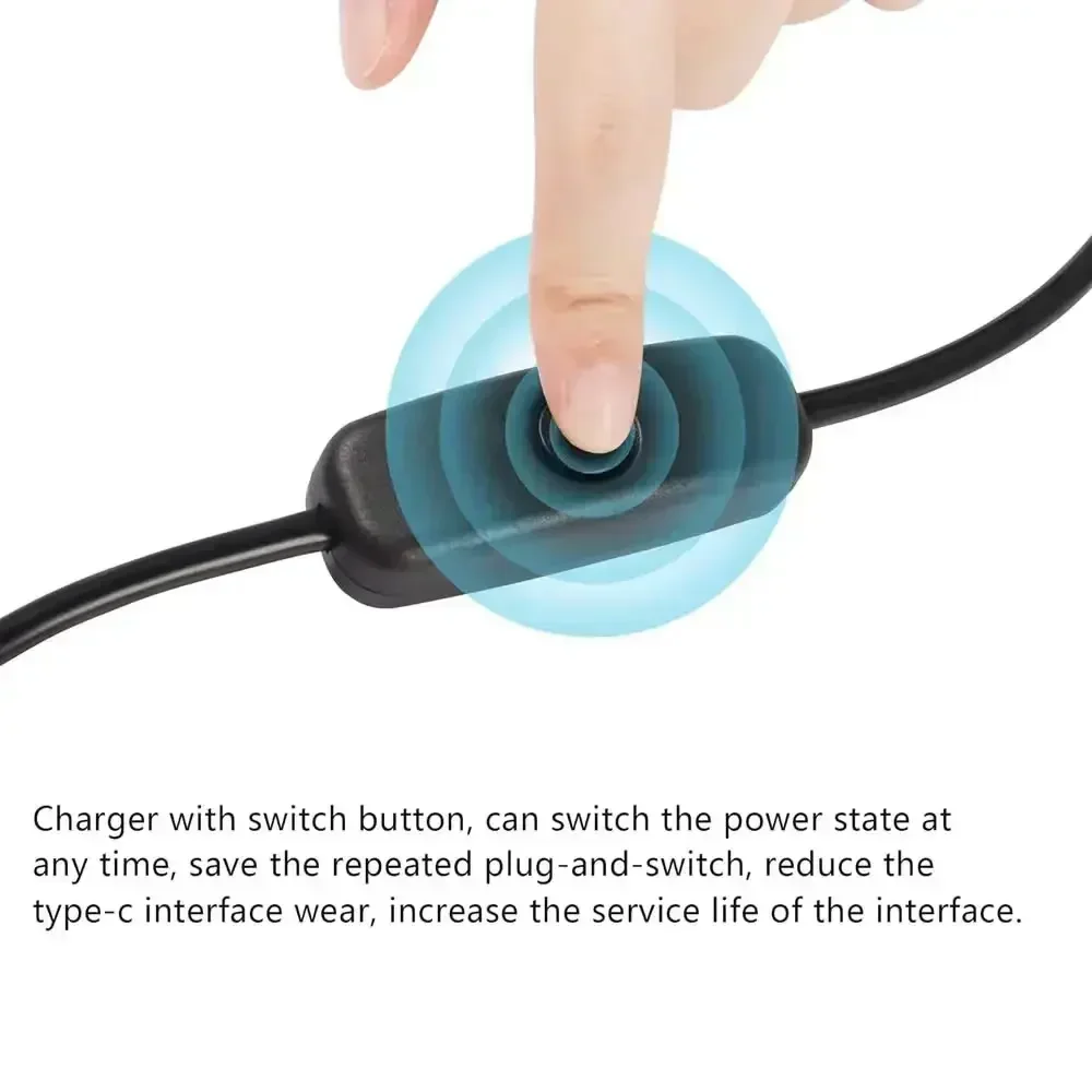 Type C Switch Cable USB C Male to Female Extension Cable with On/Off to Micro USB DC 5.5x2.1 Adapter for Phone LED USB Fan etc