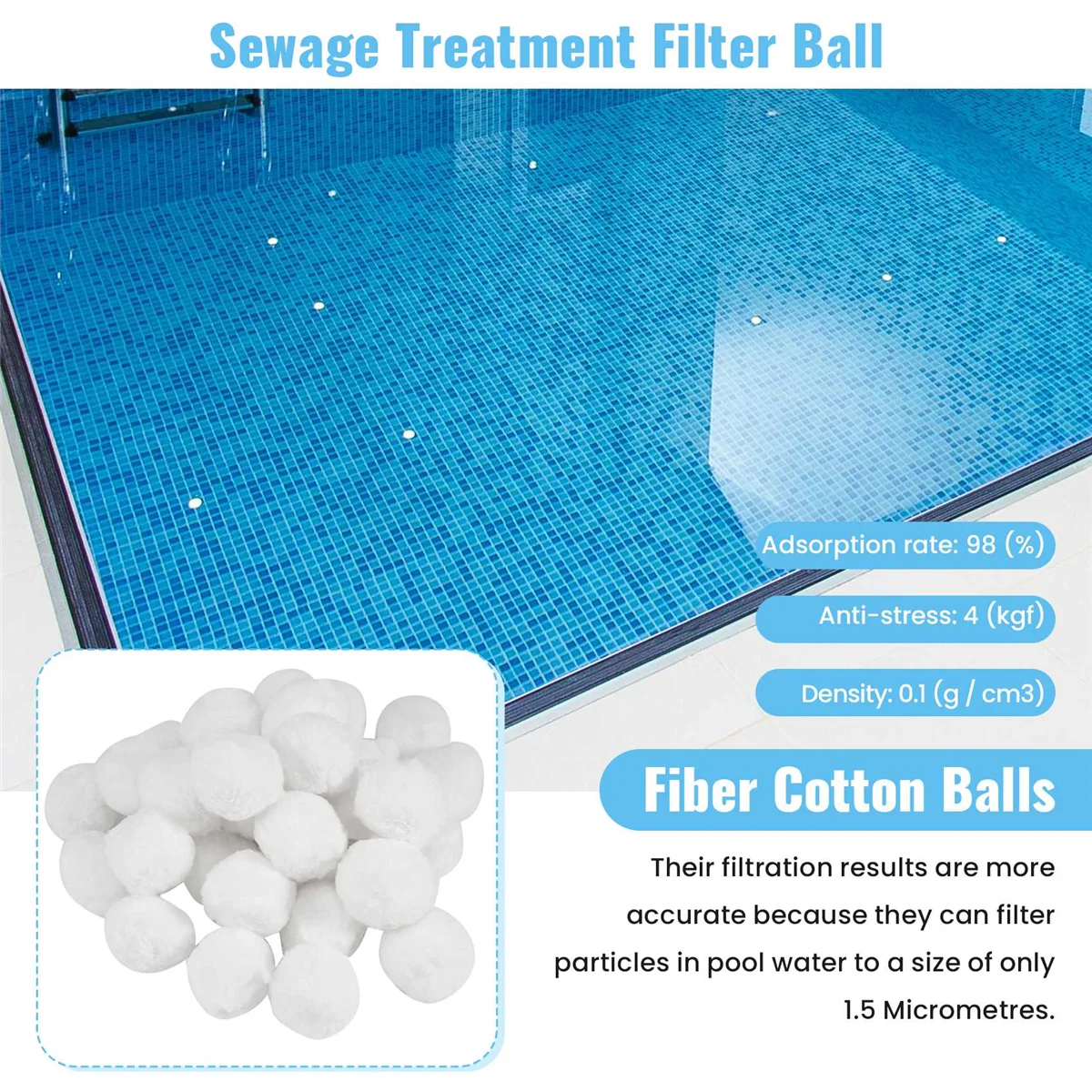 Bolas de filtro para piscinas, recipiente de algodón seco y húmedo portátil, Material de filtro para pecera limpia, fibra de purificación de agua de 200g