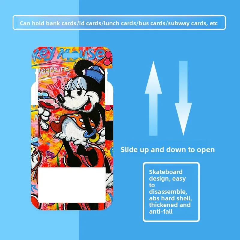 Disney Card Case for Student ID Meal Transport Company Cards with Mickey Mouse Winnie the Pooh Stitch Cartoon Doodle Design