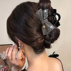 Luxury rhinestone bow hair clip - large shiny shark clip, suitable for women's hair clips, elegant and fashionable accessories