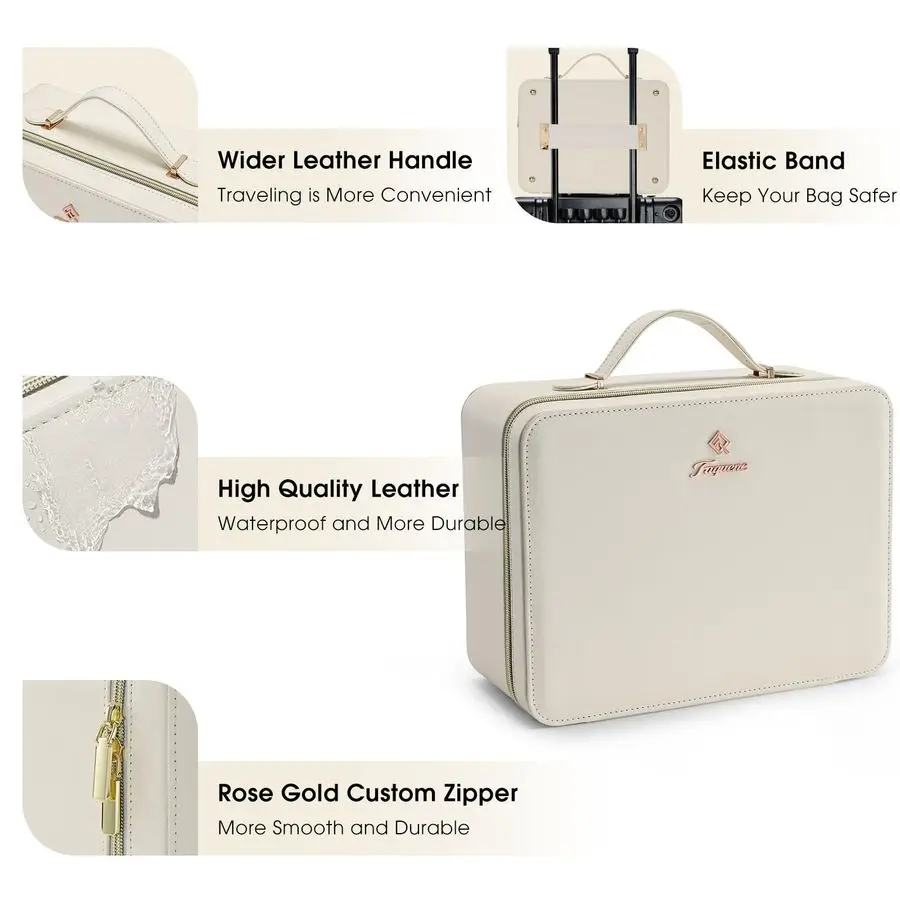 Estojo de maquiagem com espelho iluminado por LED 11,4 polegadas Bolsa de maquiagem para viagem Brilho ajustável em 3 cores Organizador de cosméticos Artista Stor