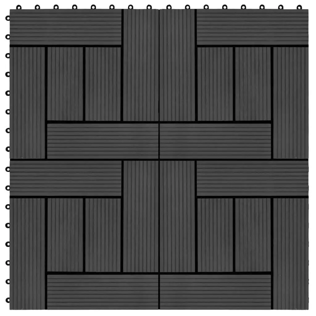 11 PCS WPC Decking Tiles 11.8x11.8 Black - Perfect for 1 sqm Outdoor Flooring