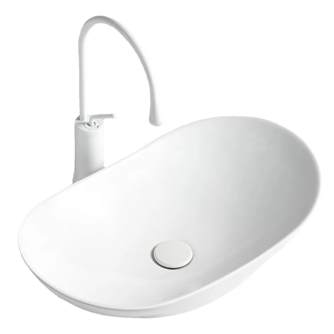 

Automatic Simple Countertop Basin, White Wash Basin, Ceramic Household Balcony