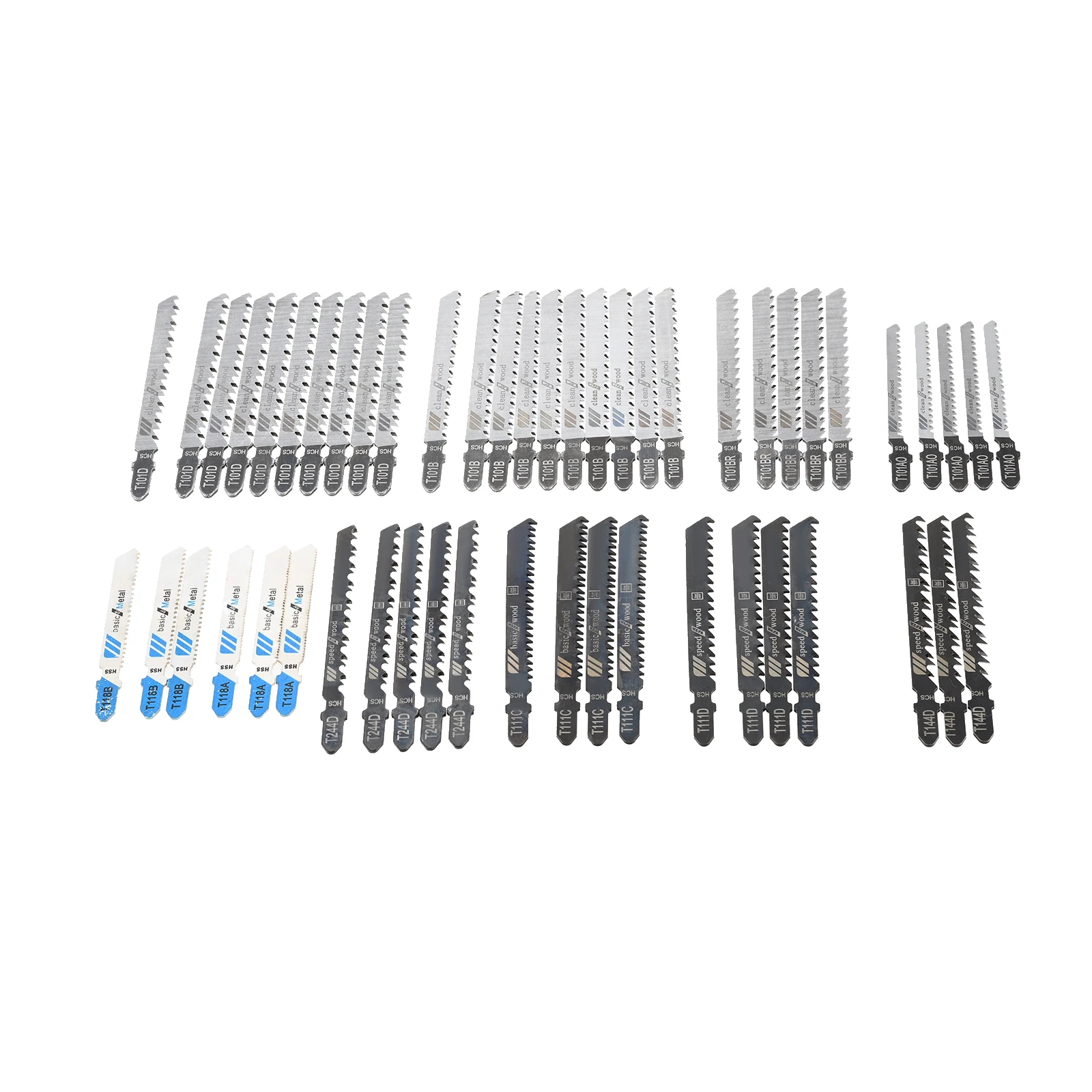 52PCS T 생크 직소 블레이드 세트 목재 플라스틱 금속 절단 도구 T118A T118B,T101AO,T101B,T101BR,T101D,T111C,T11D,T144D,T244D