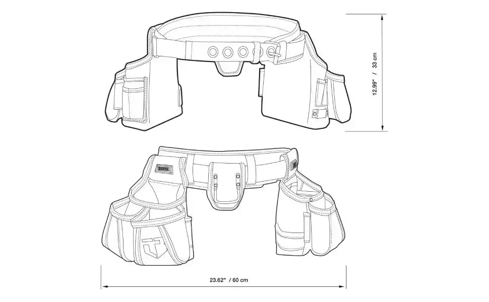 TOUGHBUILT TB-303-4 Cintura per attrezzi da carpentiere Kit di attrezzi per la lavorazione del legno 4 in 1 Set Borsa di stoccaggio resistente all'usura addensata Accessori per attrezzi