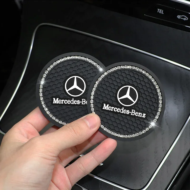 Auto Untersetzer Diamant Wasser Tasse Halter Anti-slip Pad Gummi Matte Für Mercedes Benz AMG A B C S R Klasse GLK GLB W108 W124 W168 W176