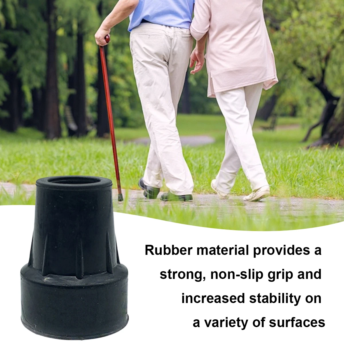 2Pcs Extra-Heavy Metal Washers Paired with Rubber Ferrules Fit for 19mm Cane's Rubber Walking Stick Tips