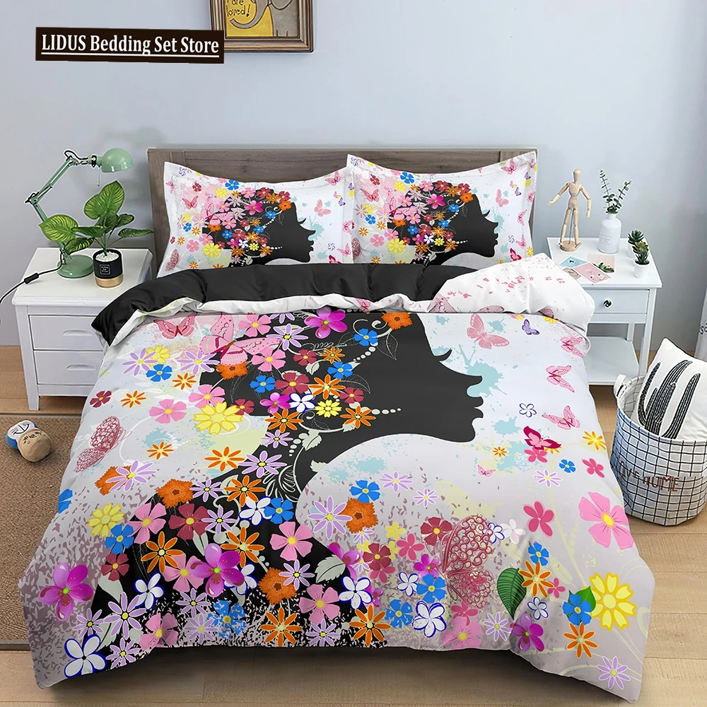 

Beautiful Girl Cartoon Bedding Set Boys Girls Twin Queen Size Duvet Cover Pillowcase Bed Kids Adult Fashion Home Textileextile