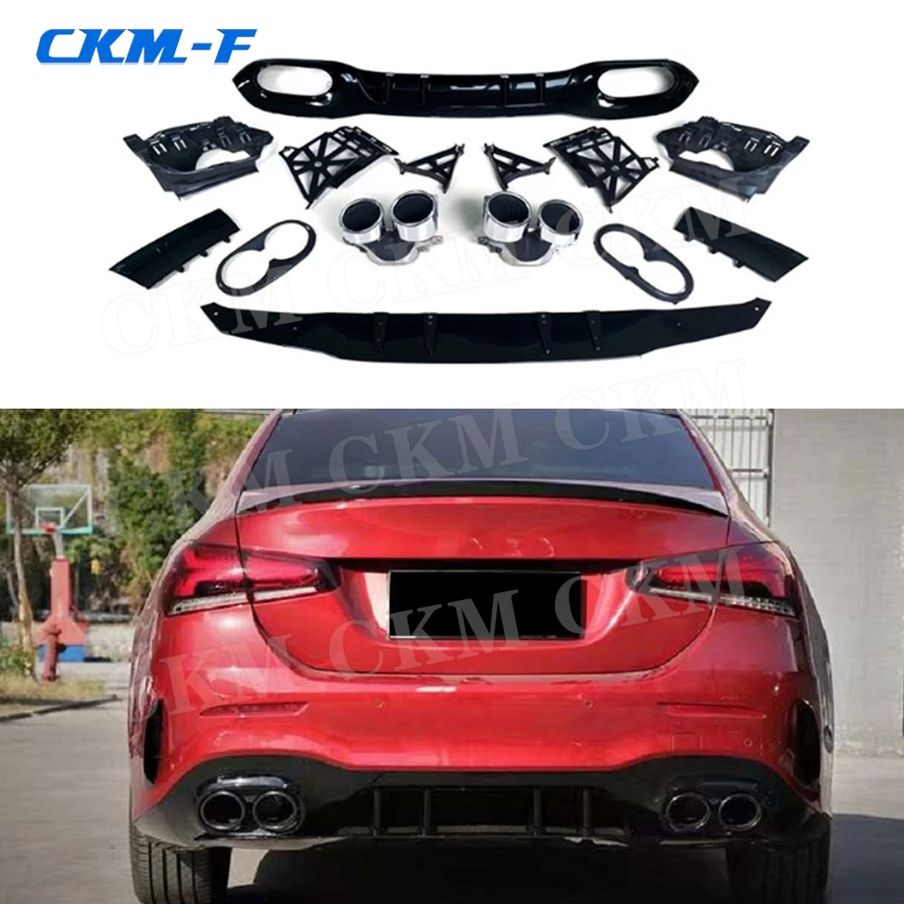 

Carbon Look Rear Bumper Lip Diffuser for Mercedes Benz W177 A Class A180 A200 A160 A250 A35 A45 AMG Sedan 2020+