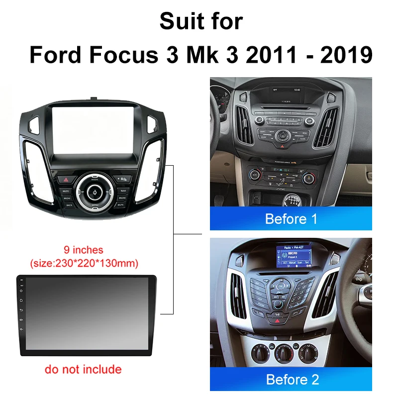 Car Radio Fascia Installation Panel For Ford Focus 3 Mk 3 2011- 2019 Android  2 Din Stereo Mounting Bezel Faceplate Frame Kit view 3