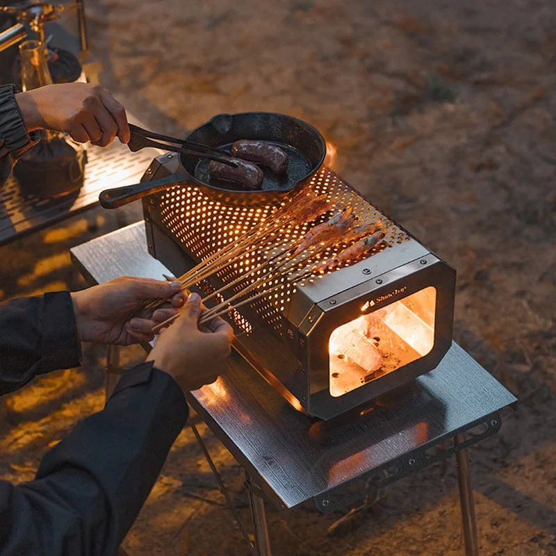 ShineTrip Camping Winter Atmosphere Heating Stainless Steel BBQ Heat Resistant Table Outdoor Honeycomb Tabletop Incinerator