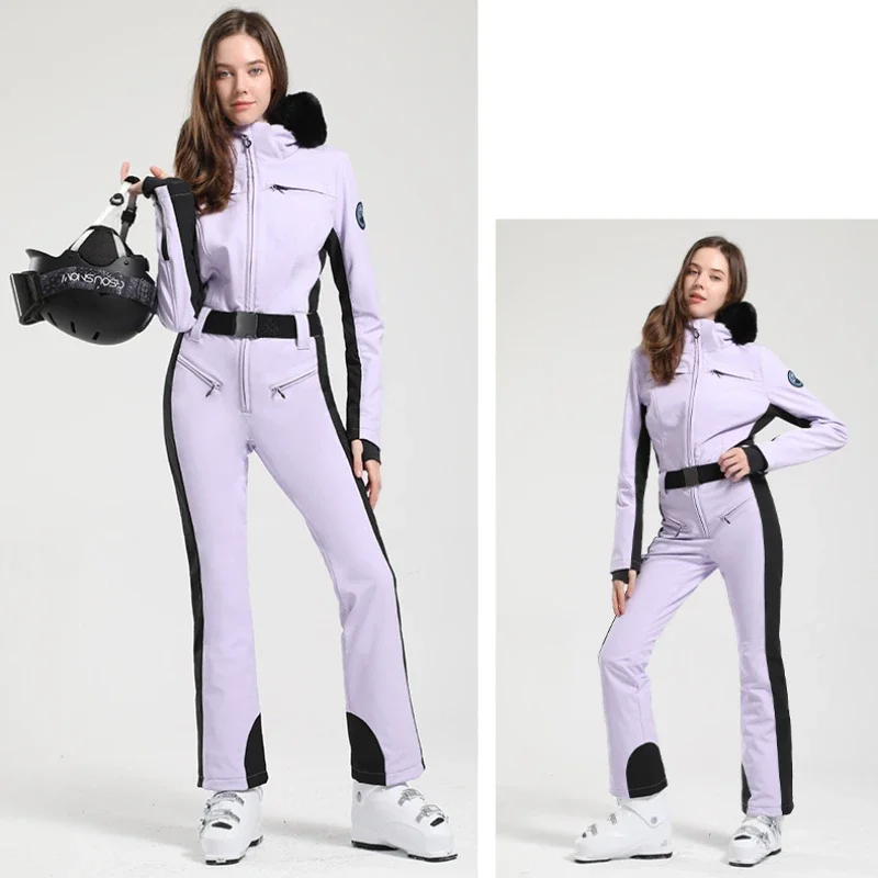 Winter New Slim Fitting Overalls One-Piece Ski Suit Thickened Thermal Snowboard Jacket Jumpsuits Ski Wind Proof Waterproof Set