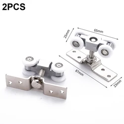 2pcs Sliding Door Roller Hardware Slide Doors Pulley 4-Wheels Glass Door Hanging Rail Track Pulley Silent Nylon Wheels