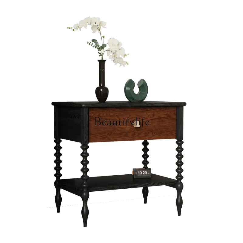 

L*All solid wood bedside table designer new high-end home bedroom simple modern bedside