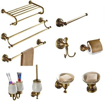Antique Brass Carved Towel Paper Holder Bathroom Towel Rack Bathroom Accessories Retro Faucet Bathroom Hardware Set