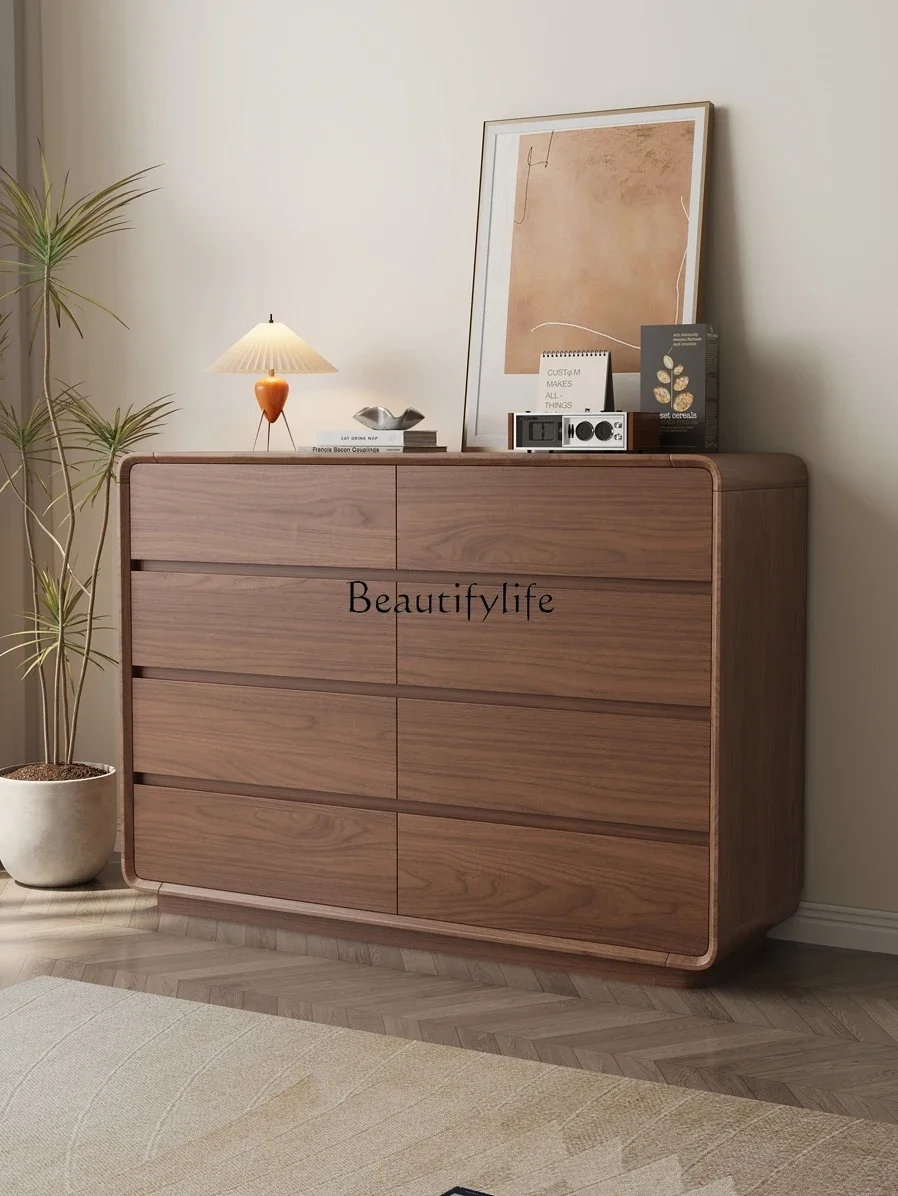 

X4 Walnut chest of drawers, bedroom, bedside storage, simple sixchest cabinet