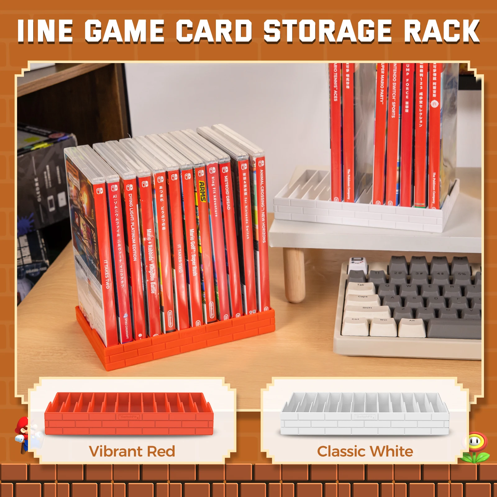Switch Game Card Storage Rack Holds 12 Cards Durable Sturdy Easy Compact Cool Stylish Premium Holder Organizer Collection