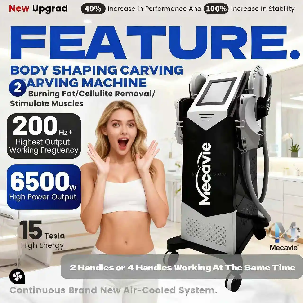 

2026 НОВОЕ оборудование для магнитного тела Mecavie, EMS + RF, две терапевтации в одном, 2/4/5 ручек, работа для наращивания мышц, уменьшения жира