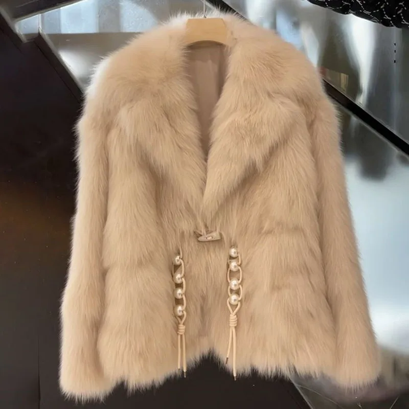

Winter Ladies Solid Color Fur Tops Coat 2025 High-end Women Fashion Loose Plush Outwear Korean Female Leisure Faux Fur Jacket