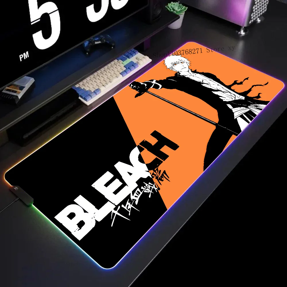 Bleach Thousand-Year Blood War Ichigo Kurosaki Mousepad XXL RGB Gaming Mouse Pads HD Black Gamer Accessories Large LED