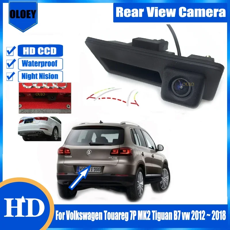 

Original Screen Input Rear Camera For Volkswagen Touareg 7P MK2 Tiguan B7 vw 2012 ~ 2018 Trunk Handle Parking Reversing Camera