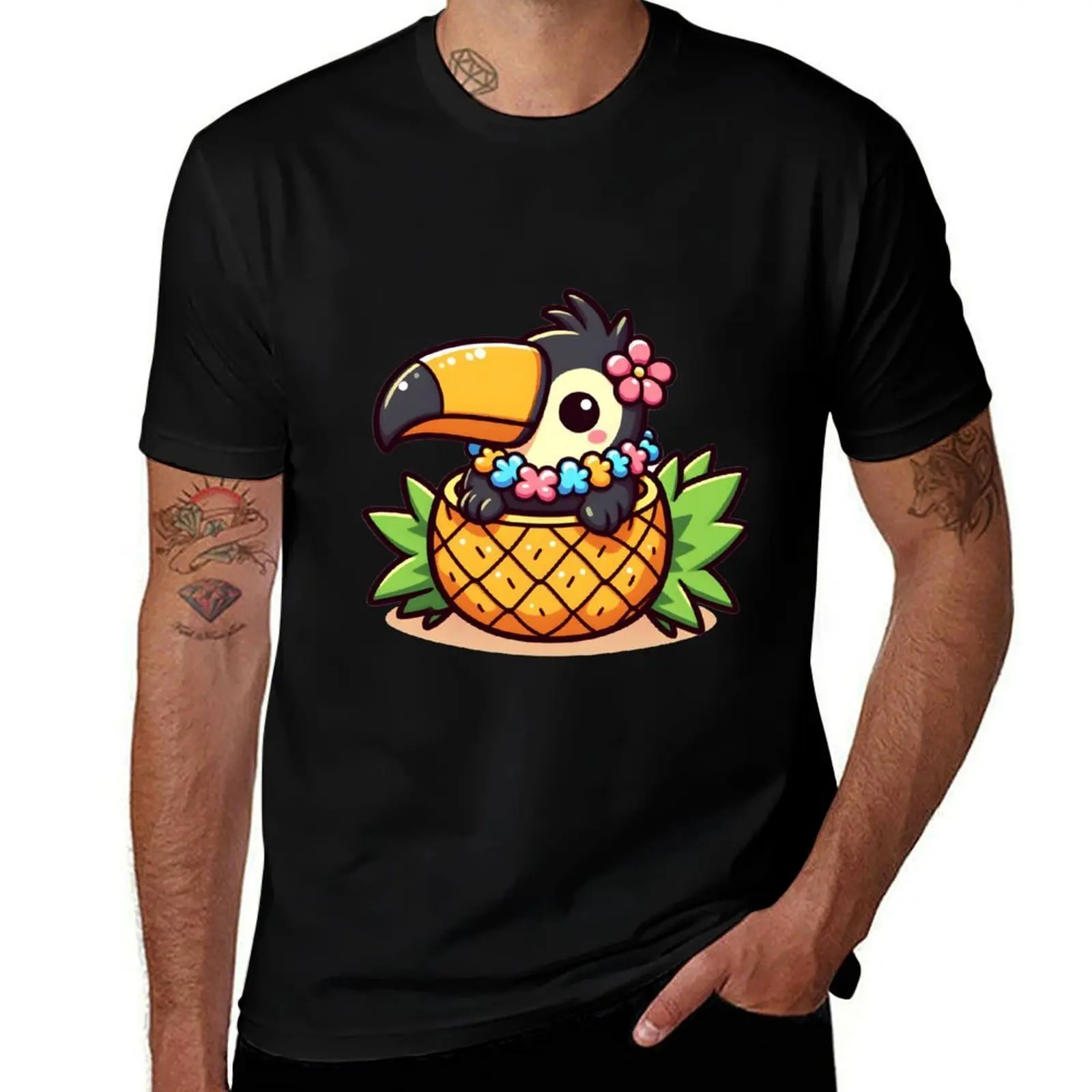 

Kawaii Toucan With Hawaiian Lei T-Shirt graphic shirts anime figures gifts for boyfriend Personalized t-shirt plain t shirts men