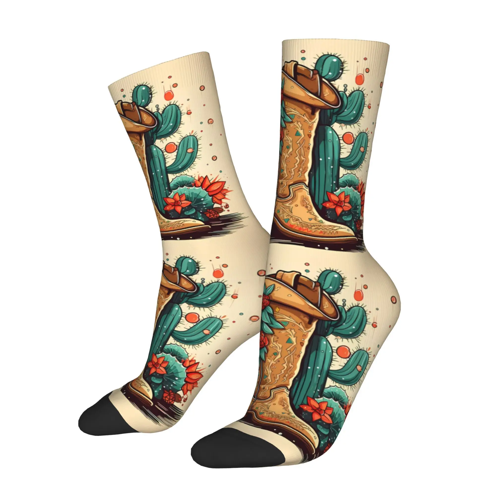 

Wild Cowboy Boots Cactus in Western Mexico Sock Printed Man Polyester Fashion